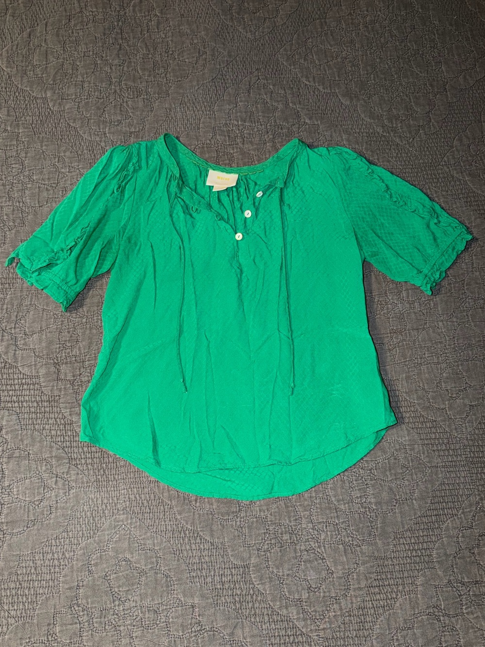 Maeve by Anthropologie Hina Puff-Sleeved Blouse-Green Women’s Size-0